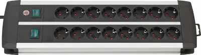 Produktbild von brennenstuhl Steckdosenleiste Premium-Duo-Alu-Line 16-fach Kabellänge: 3 m