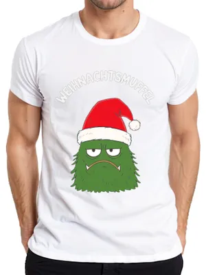 Immagine prodotto di WEIHNACHTSMUFFEL Mostro di Natale Cappello di Babbo Natale sarcastico T-shirt da uomo, bianco, XL