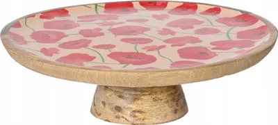 Obrázok produktu pre Drevený tanier na tortu 9,5x27,5cm Dekoratívny s kvetinovým vzorom