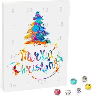 Produktbild von VALIOSA Mode-Schmuck Adventskalender mit Halskette, Armband + 22 individuelle Perlen-Anhänger aus Glas & Metall, Geschenkidee für Mädchen, bunt, 24-teilig (1 Set)