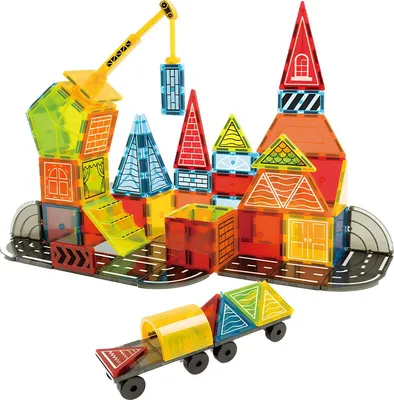 Zdjęcie produktu dla Olvy Magnetyczne klocki konstrukcyjne Zabawka Montessori - Magnetyczne płytki dla dzieci - Magnetyczne klocki konstrukcyjne - Magnetyczna zabawka konstrukcyjna od 3 lat - Mistrz konstrukcji