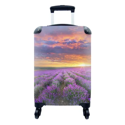 Produktbild von MuchoWow® Koffer Handgepäck Trolley Rollkoffer Kleine Reisekoffer mit 4 Rollen - Lavendel - Wolken - Frühling - Cabin Size < 55x40x23 cm & 55x40x20 cm - Fotokoffer - Kabinenkoffer - Boardgepäck - Reise-Box - Reisekoffer - Reisegepäck - Koffer mit Bild - Trolley für Kinder