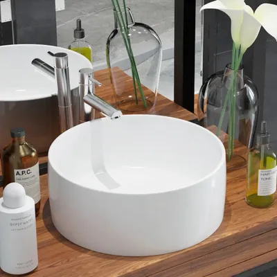 Immagine prodotto di vidaXL Lavabo rotondo in Vetroceramica bianca 40 x 15 cm