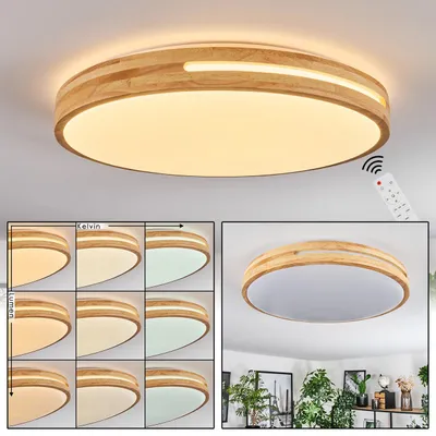 Produktbild von Canino dimmbare Deckenlampe aus Metall/Bambus/Kunststoff in Weiß/Natur