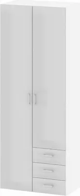 Produktbild von Spell Kleiderschrank 2 Türen und 3 Schubladen. Weiss und weiss Hochglanz.