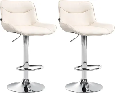 Produktbild von 2er Set Barhocker HLO-CP302 Kunstleder chrom  creme