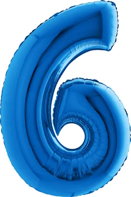 Zdjęcie produktu dla Balon Foliowy Cyfra 6 Niebieska - 102 cm Grabo