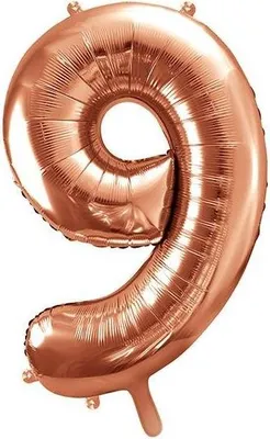 Immagine prodotto di Palloncino in foil Numero '9', 86 cm, oro rosa