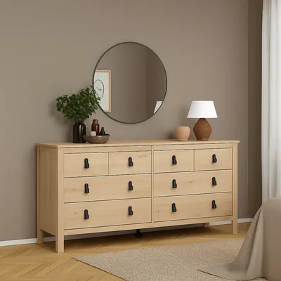 Produktbild von Kommode Kovsova, Wohnzimmerbuffet, Wohnzimmer-Sideboard, Moderne Küchen-Speisekammer, 160x38 h80 cm, Eiche