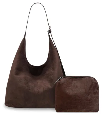 Produktbild von Damen Wildleder Schultertasche, Große Hobo Tasche