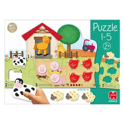 Immagine prodotto di Jumbo Spiele GOULA puzzle 1-5, puzzle per bambini, puzzle in legno, gioco di posa, bambini, apprendimento dei numeri, 53438