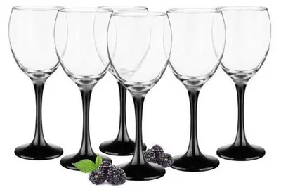 Image de Ensemble de 6 verres à vin de 300 ml avec pied noir