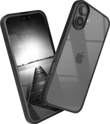 Produktbild von EAZY CASE Clear Hybrid Bumper Hülle für Apple iPhone 16 Plus, Handyhülle stoßfest mit Kameraschutz, Handycase dünn in Schwarz