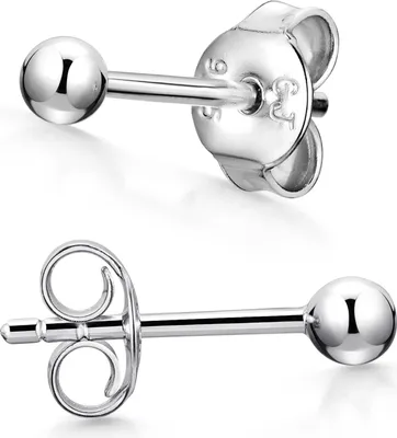 Produktbild von MATERIA Kugel Ohrstecker Damen Silber 925 - Runde Ohrringe Stecker rhodiniert in 3 4 5 6mm mit Schmuck Etui SO-434