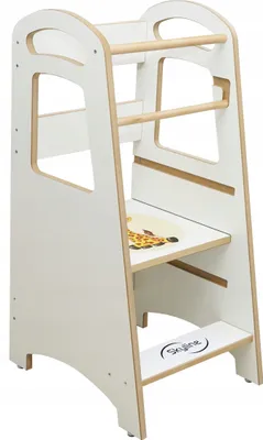 Produktbild von Skyline Steh und Lernturm Baby ab 1 Jahr Montessori Learning Tower Höhenverstellbar Tritthocker Kinder Indoor Möbel Kinderzimmer Trittschemel Kitchen