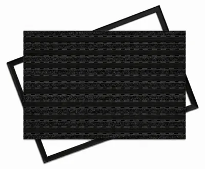 Produktbild von POLENTEX Aluminium Fußmatte für Türen, 80x60 cm, 17 mm Profilhöhe, Premium Black, Gummi + Rips, Farbe: Schwarz, für Innenbereiche