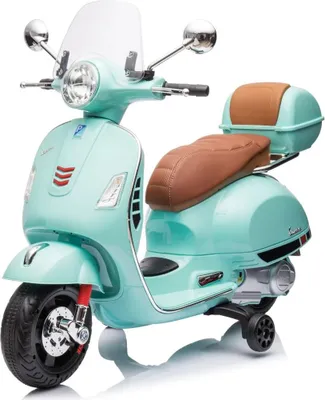 Immagine prodotto di Monopattino elettrico Vespa GT per bambini 7,2 V (3–6 anni) – Con licenza ufficiale, con rotelle, vano portaoggetti e luci a LED – Monopattino elettrico per bambini – Blu