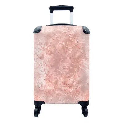 Produktbild von MuchoWow® Koffer Handgepäck Trolley Rollkoffer Kleine Reisekoffer mit 4 Rollen - Rosa - Marmor - Muster - Cabin Size < 55x40x23 cm & 55x40x20 cm - Fotokoffer - Kabinenkoffer - Boardgepäck - Reise-Box - Reisekoffer - Reisegepäck - Koffer mit Bild - Trolley für Kinder
