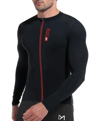 Produktbild von Herren Atmungsaktiv Radfahren Radtrikot Fahrradtrikot MTB Trikot Langarm mit 3 Taschen,Schwarz,XL