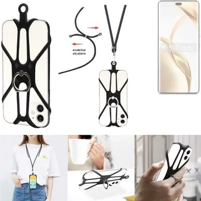 Produktbild von K-S-Trade 3in1 Handykette Handyband Handykordel Halsband Smartphone-Ring Handy-Ring kompatibel mit Honor 200 Pro Fingerhalterung Handyring