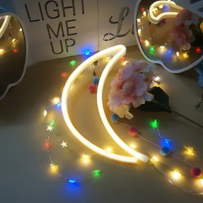 Produktbild von LED Neon Schild Moon Gelb 30x18cm - Mond Wanddeko & Nachtlicht für Wohnzimmer - Warme USB Deko Geschenk