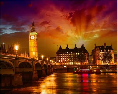 Produktbild von Wallario Poster - London - Big Ben in strahlenden Farben, Kunstdruck Größe: 40 x 50 cm