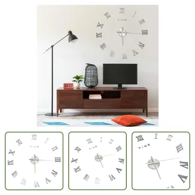 Zdjęcie produktu dla The Living Store Zegar ścienny 3D Nowoczesny design Srebrny 100 cm XXL
