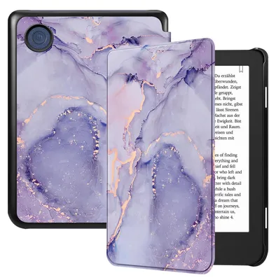 Image de Coque Fintie pour liseuses Tolino Shine Color/Shine 5/4 et Kobo Clara Colour/Clara BW/2E - Coque ultra-fine avec fonction de veille/réveil automatique et fermeture magnétique, motif marbre violet