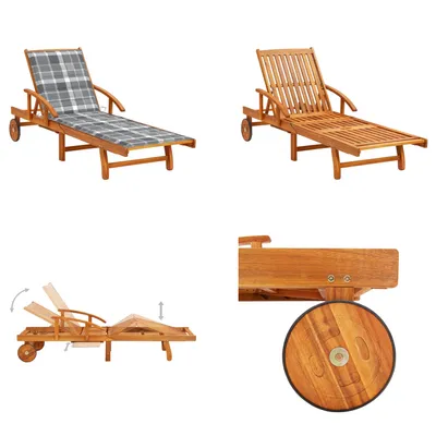 Produktbild von vidaXL Sonnenliege mit Auflage Akazie Massivholz - Sonnenliege - Sonnenliegen - Holz-Sonnenliege - Holz-Sonnenliegen