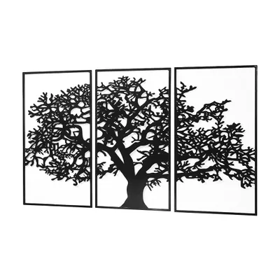 Produktbild von Kobolo nástěnná dekorace kovový obraz - TREE - kovový - třídílný - černý - strom života - XXL - plátno umělecký tisk sada obývací pokoj kancelář dekorace chodba