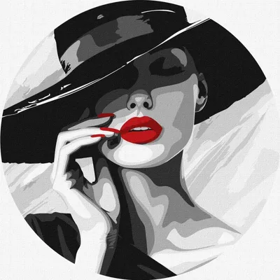 Image de Peinture par numéros - Dame au chapeau, 26 cm - Ideyka