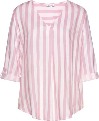 Produktbild von LASCANA Schlupfbluse mit Streifenprint aus Viskose weiß-rosa Größe 48