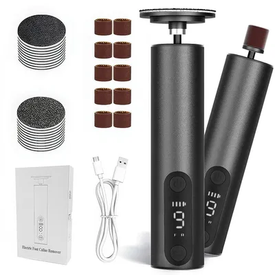 Produktbild von Elektrischer 2-in-1-Hornhautentferner, 9-stufig einstellbar, mit Digitalanzeige, elektrisches Pediküre-Set, Maniküre-Set für Damen (schwarz)