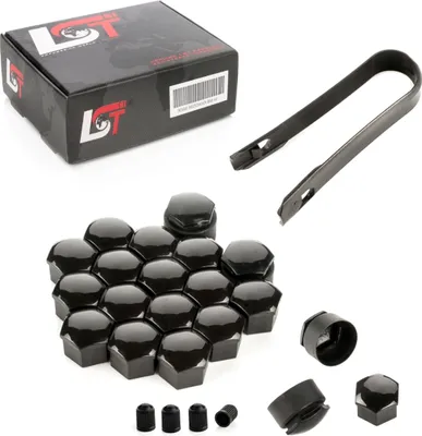 Produktbild von 20x Radschrauben Kappen 17mm schwarz glanz Anti-Diebstahl für JEEP CHRYSLER FORD