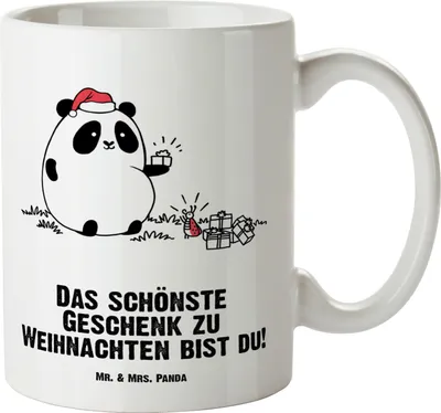 Produktbild von Mr. & Mrs. Panda Riesenkaffeetasse Panda Weihnachtsgeschenk - Weiß - Geschenk, Große Tasse, Haferl, Mit Henkel, Teetasse, Pott, Kaffeepott