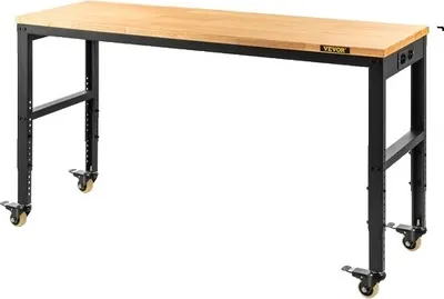 Obrázok produktu pre Pracovný stôl, nosnosť 900 kg, dubová doska, 48x20 palcov s kolieskami