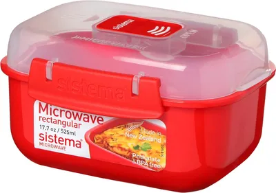 Image de sistema Récipient pour micro-ondes Carré avec valve 525 ml rouge