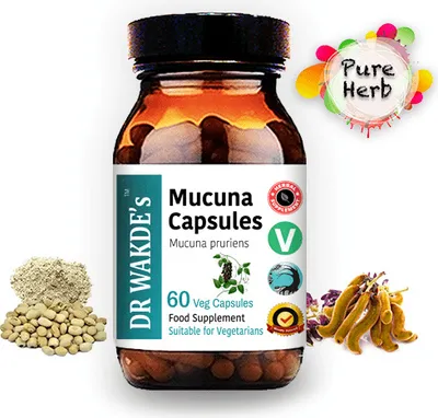 Produktbild von DR WAKDE'S Mucuna Kapseln (Kapikacchu | Juckbohne) | 60 Vegi Caps | Ayurveda-Supplement | Vegan | 100% Kräuter | Mengenrabatte | Am selben Tag Versand