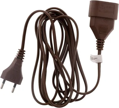 Produktbild von Zenitech Verlängerungskabel HO3VVH2F, 2 x 0,75 mm², Stecker 6 A, braun, 5 Meter