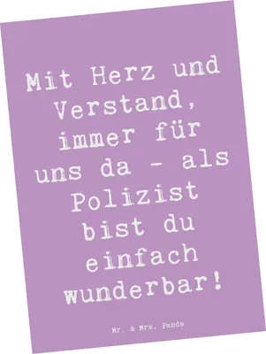 Produktbild von Mr. & Mrs. Panda Postkarte Spruch Polizist Wunderbar - Lavendeltraum - Geschenk, Bedanken, Danke, helden, Aufmerksamkeit, Ansichtskarte, einzelkarte, Ansichtskarten, Held