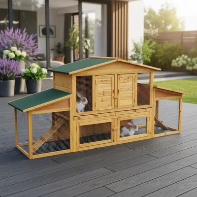 Produktbild von Hasenstall Freilauf Freigehege Kaninchenhaus Kleintierkäfig Meerschweinchenvilla