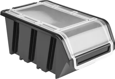 Produktbild von 50 x Stapelbox Kunststoff Lagerboxen Stapelbar Stapelkiste Sortierbox Box mit Deckel 100x155x70 schwarz