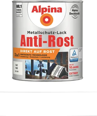 Produktbild von Alpina Metallschutzlack Anti-Rost Weiß 750 ml matt