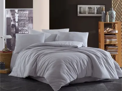 Obrázek produktu pro Povlečení krep UNI 140x200, 70x90cm Šedé, nitěný knoflík