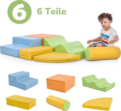 Produktbild von 6 TLG Riesenbausteine Großbausteine Softbausteine zum Toben & Klettern Spielzeug Rutschen und Krabbeln im Vorschulalter & Babys