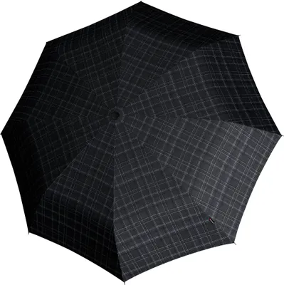 Produktbild von Knirps Taschenregenschirm Regenschirm T.200 Medium Duomatic Men's Prints Check schwarz mehrfarbig