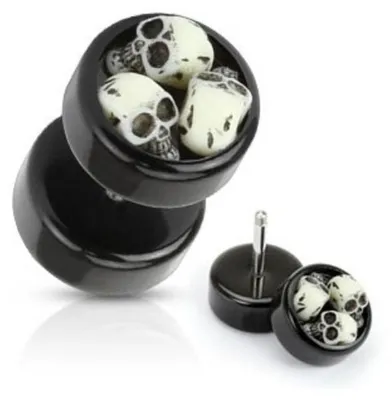Produktbild von Fake Plug Piercing Ohrstecker Totenköpfe