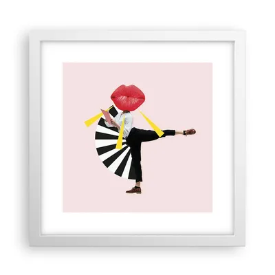 Produktbild von Gerahmtes Poster - Weißer Rahmen - Grafik Mund Mann - 30x30 cm - Wand Bild - Wanddeko - Wandbilder - Kunstposter - Wandposter - Bilderrahmen - Bilder - Kunstdruck - Wanddekoration - P2WAC30x30-4559