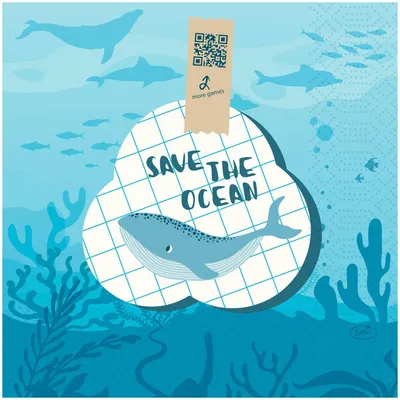 Image de Serviette en papier Duni Save the Ocean 33 x 33 cm 3 plis 50 pièces