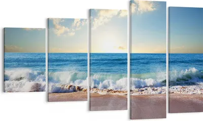 Produktbild von Bild auf Leinwand - Leinwandbild - Meer Ufer Wasser - 100x60cm - Wand Bild - Wanddeko - Wandbilder - Leinwanddruck - Bilder - Kunstdruck - Wanddekoration - Leinwand bilder - Wandkunst - EG100x60-3551